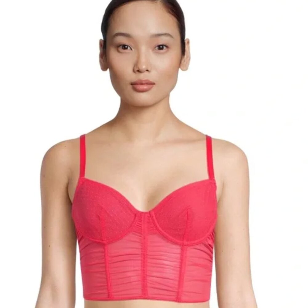 NWT No Boundaries Women's Ruffle Mesh Lace Melon Delight Bustier Women's Size S